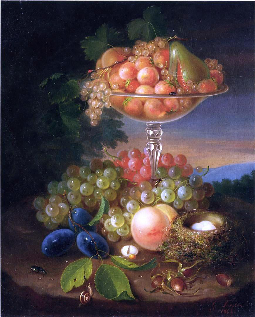 George Forster Still Life with Fruit, Nest of Eggs and Insects - Canvas Print