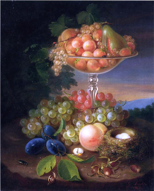  George Forster Still Life with Fruit, Nest of Eggs and Insects - Canvas Print