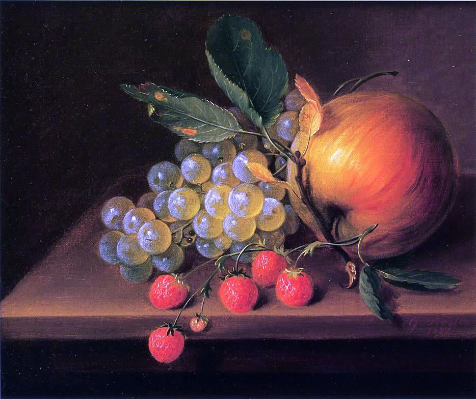  George Forster Still Life with Grapes, Apple and Strawberries - Canvas Print