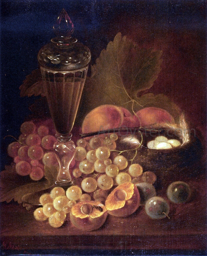  George Forster Still Life with Grapes, Peaches, Decanter and Nest of Eggs - Canvas Print