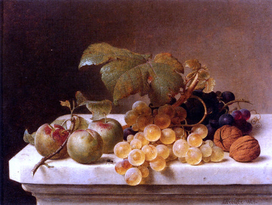  Johann Wilhelm Preyer Still Life With Lady Apples, Grapes, And Walnuts - Canvas Print