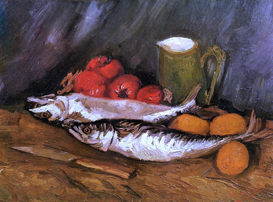  Vincent Van Gogh Still Life with Mackerels, Lemons and Tomatoes - Canvas Print
