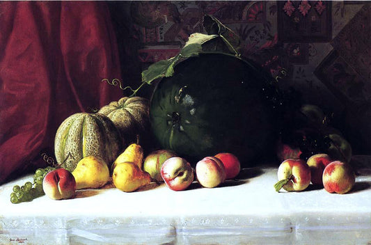  George Hetzel Still Life with Melons, Pears and Apples - Canvas Print