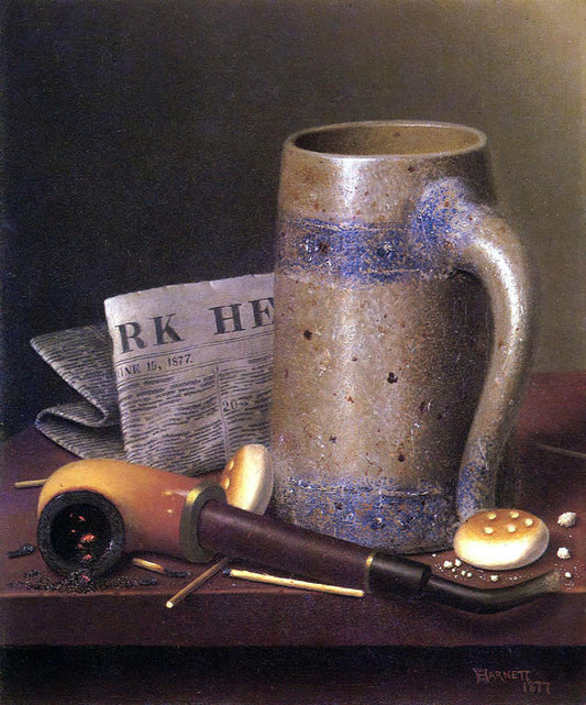  William Michael Harnett Still Life with Mug, Pipe and New York Herald - Canvas Print