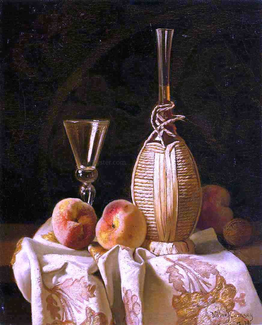  Milne Ramsey Still Life with Peaches and Wine - Canvas Print