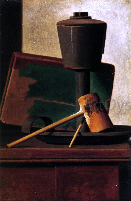  John Frederick Peto Still LIfe with Pipe, Oil Lamp and Book - Canvas Print