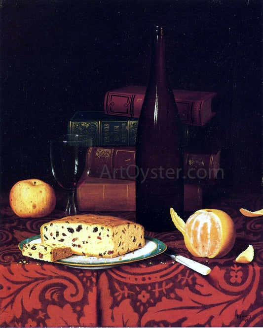  William Michael Harnett Still Life with Raisin Cake, Fruit and Wine - Canvas Print