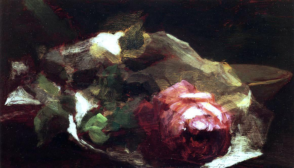  John La Farge Still Life with Rose - Canvas Print