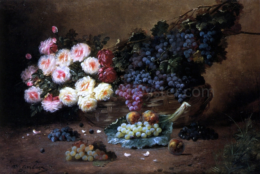  Max Carlier Still Life with Roses and Grapes - Canvas Print