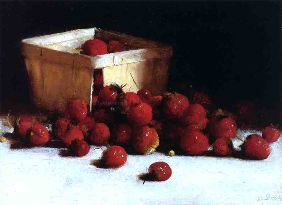  Joseph Decker Still Life with Strawberries and Ostrich Egg Cup - Canvas Print