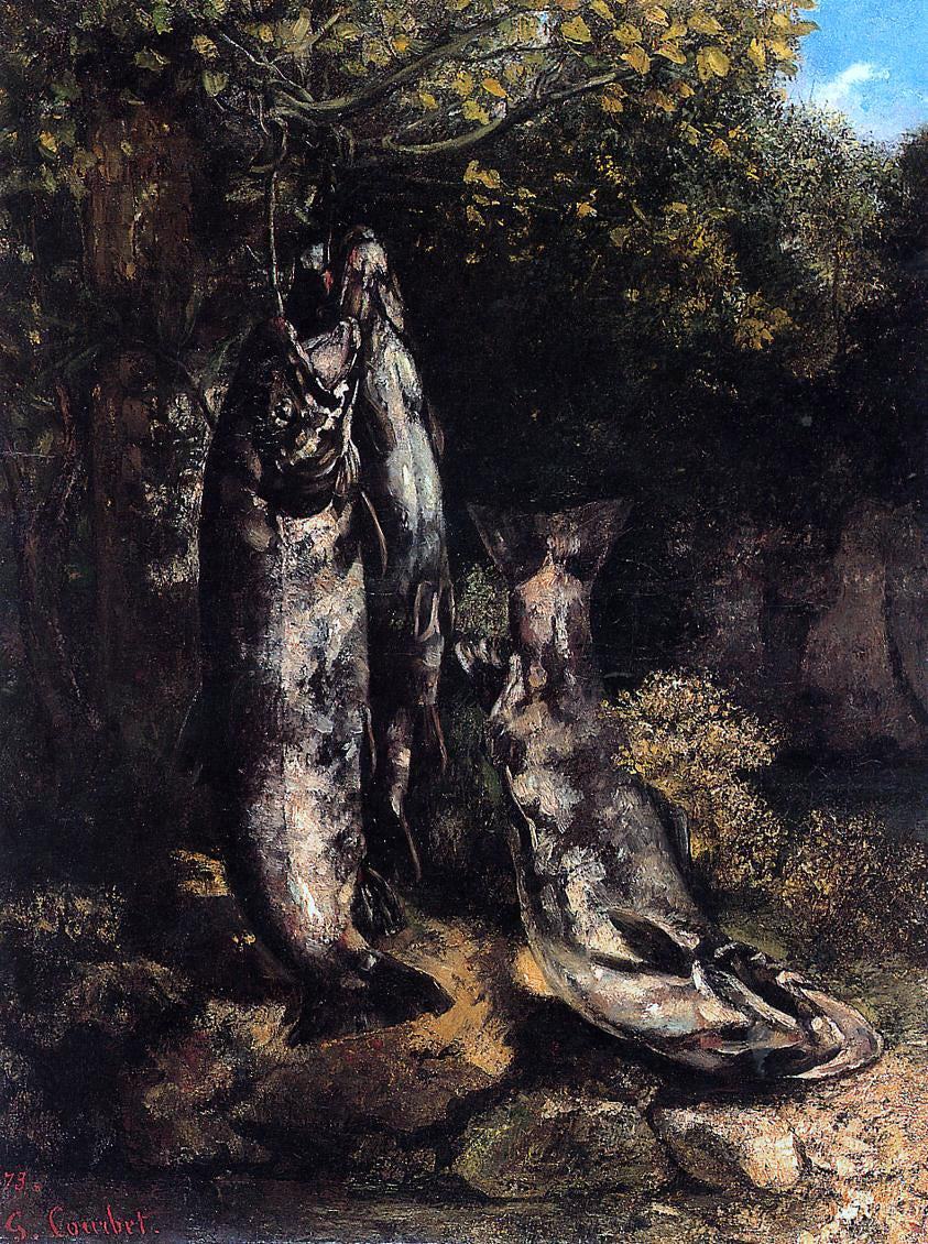  Gustave Courbet Still Life with Three Trout from the Loue River - Canvas Print