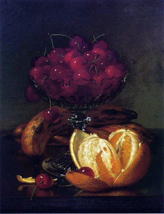 Robert Spear Dunning Still Life of Compote, Cherries, Three Bananas and Orange - Canvas Print