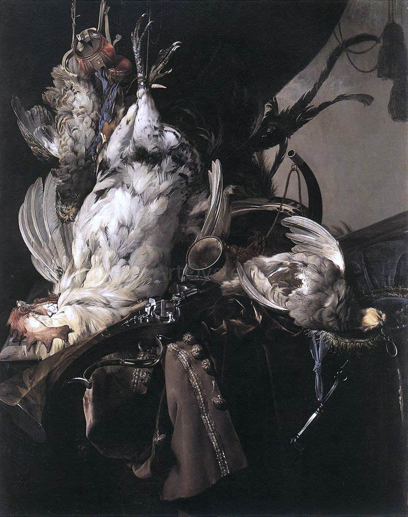  Willem Van Aelst Still-Life of Dead Birds and Hunting Weapons - Canvas Print