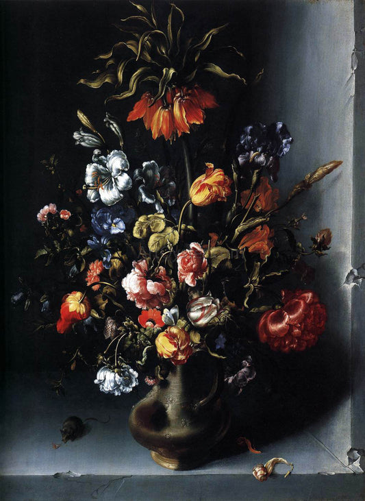 Jacob Woutersz Vosmaer Still-Life of Flowers with a Fritillary in a Stone Niche - Canvas Print