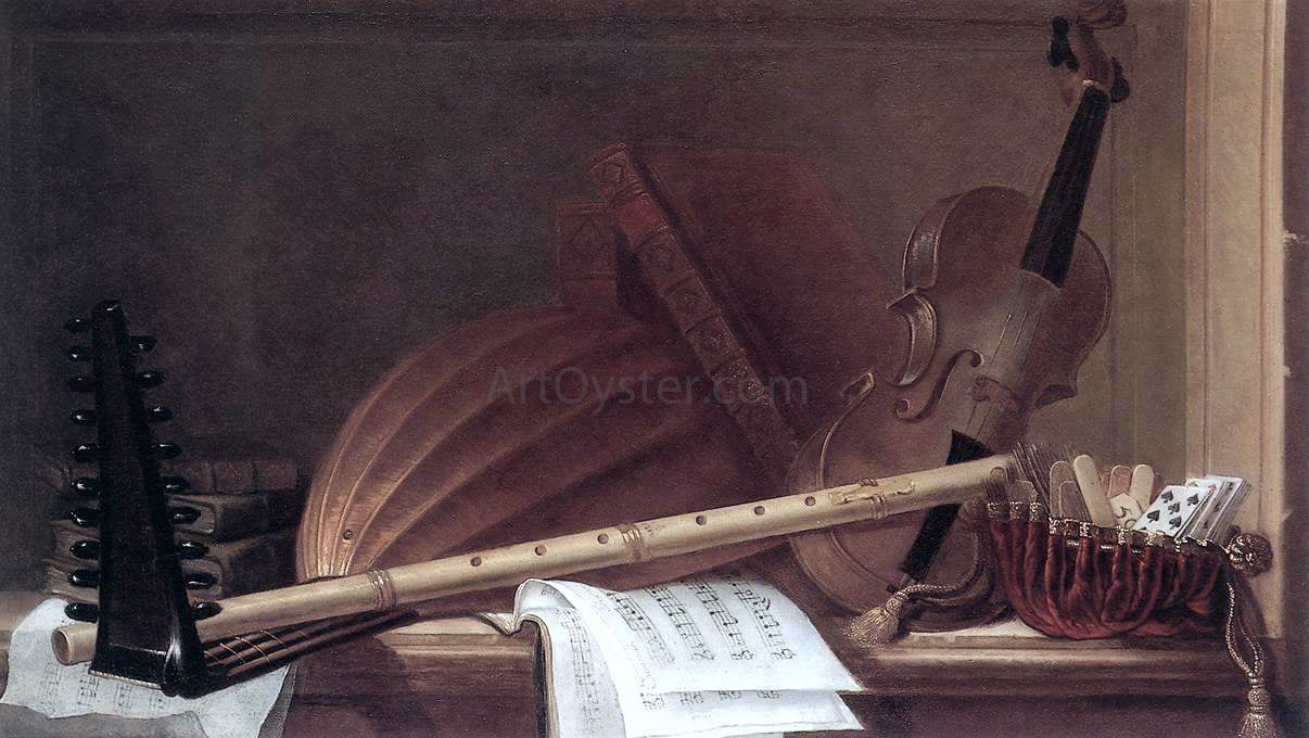  Pierre Nicolas Huilliot Still-Life of Musical Instruments - Canvas Print