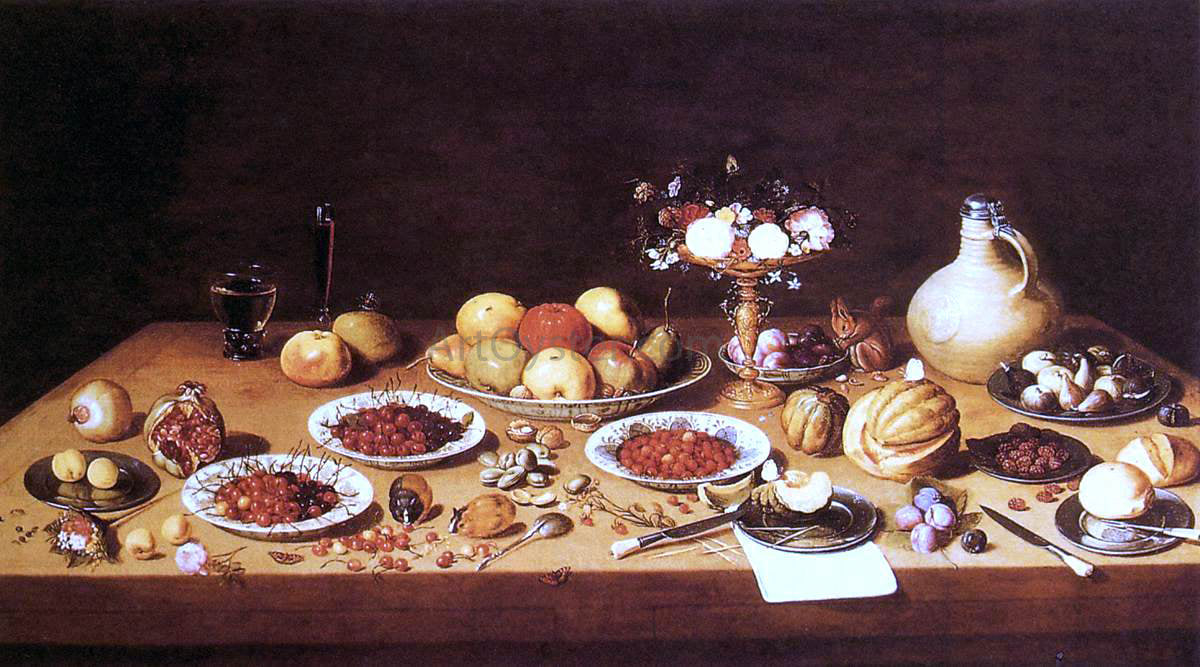  Jan Van I Kessel Still-Life on a Table with Fruit and Flowers - Canvas Print