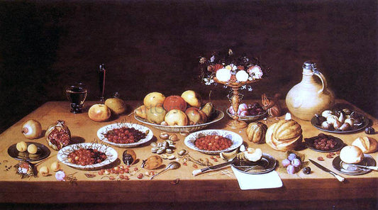  Jan Van I Kessel Still-Life on a Table with Fruit and Flowers - Canvas Print