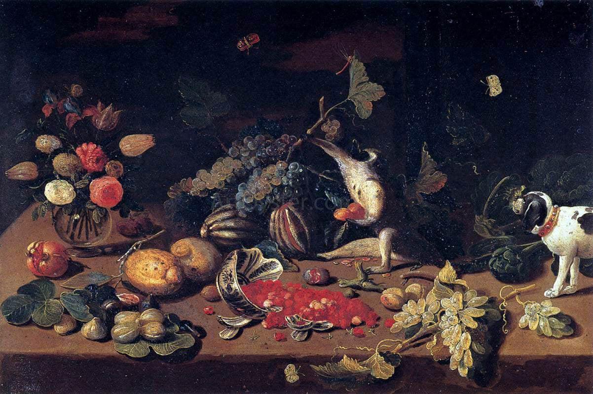  Jan Van I Kessel Still-Life with a Monkey Stealing Fruit - Canvas Print