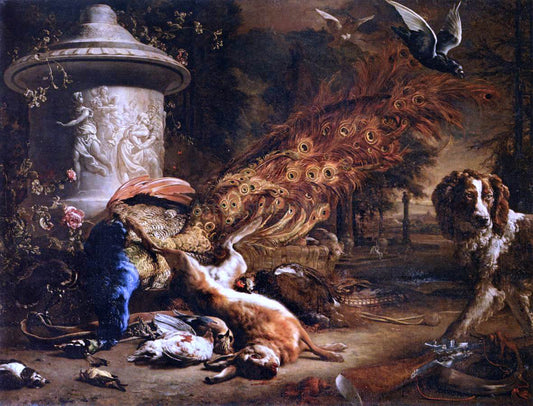  Jan Weenix Still-Life with a Peacock and a Dog - Canvas Print
