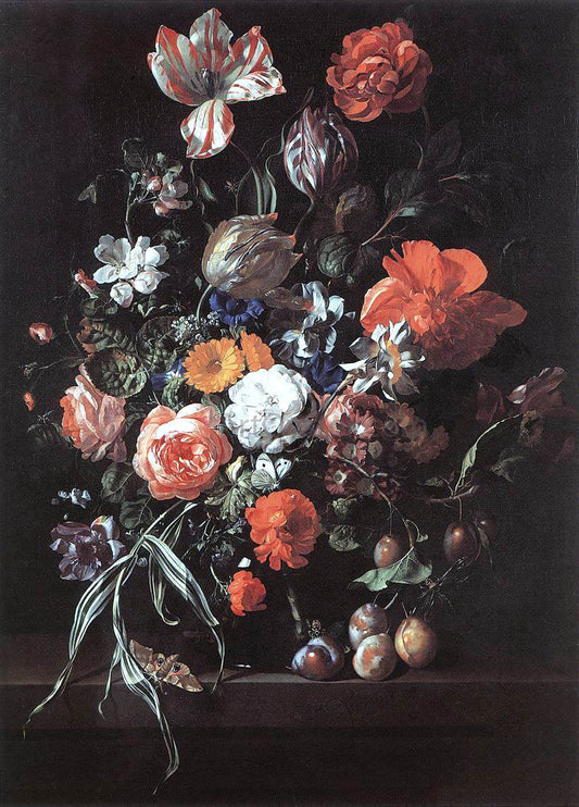  Rachel Ruysch Still-Life with Bouquet of Flowers and Plums - Canvas Print