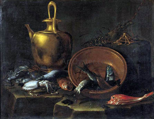  Giuseppe Recco Still-Life with Fish - Canvas Print