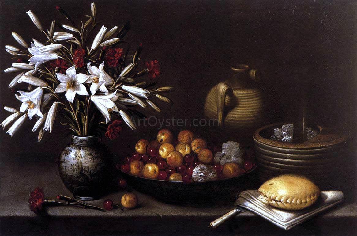  Francisco Barrera Still-Life with Flowers and Fruit - Canvas Print