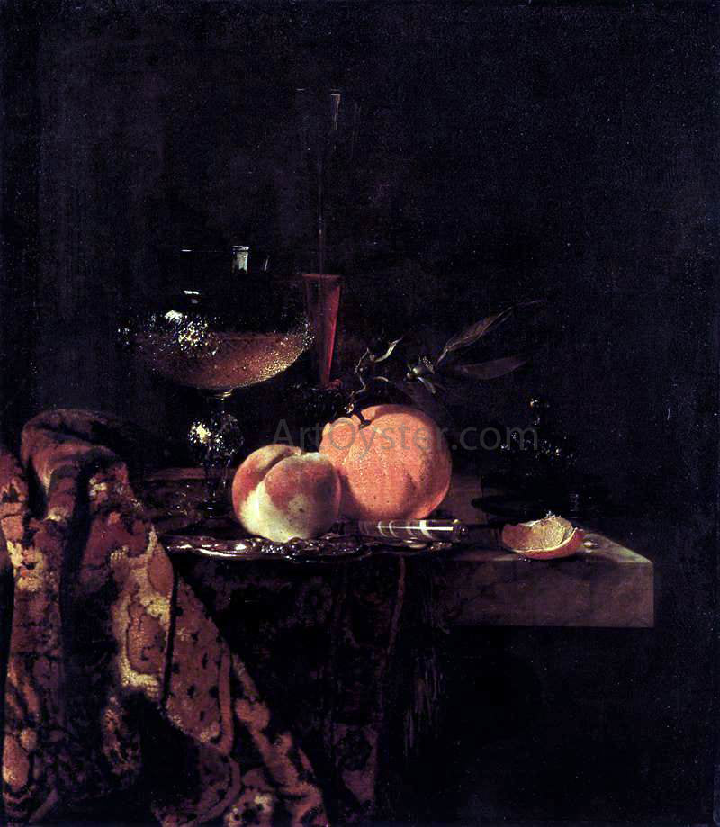  Willem Kalf Still-Life with Glass Goblet and Fruit - Canvas Print