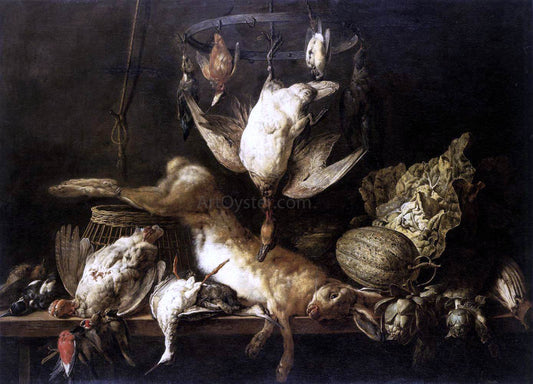  Adriaen Van Utrecht Still-Life with Hare and Birds on a Ring - Canvas Print