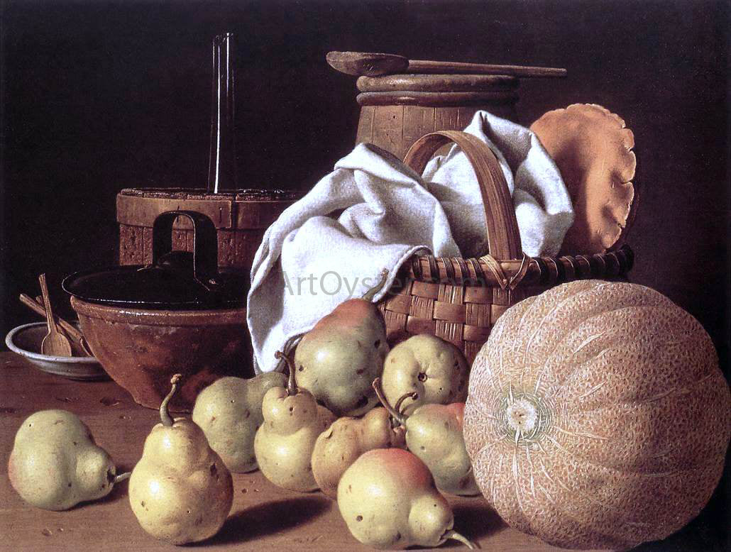  Luis Melendez Still-Life with Melon and Pears - Canvas Print