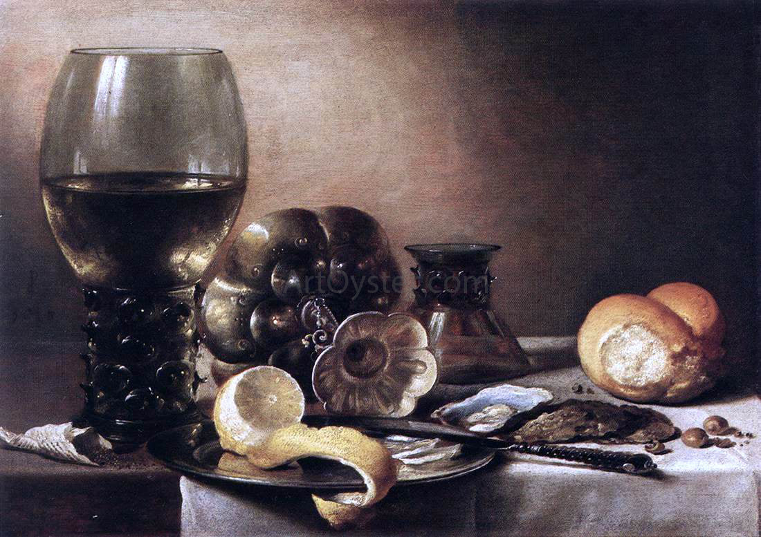  Pieter Claesz Still-Life with Oysters - Canvas Print