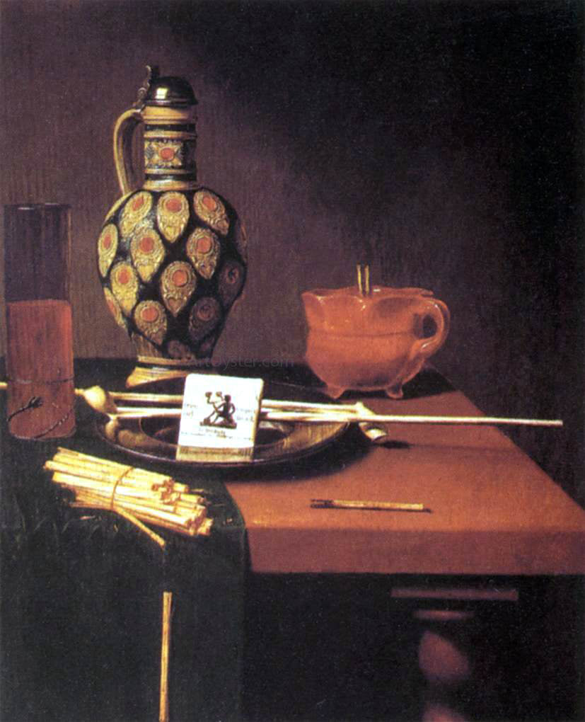 Hubert Van Ravesteyn Still-Life with Porcelain Vase and Smoking Tools - Canvas Print