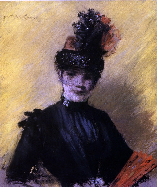  William Merritt Chase Study of Black Against Yello (also known as Portrait of Mrs. Chase) - Canvas Print