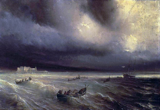  Theodore Gudin Storm in the Sea - Canvas Print