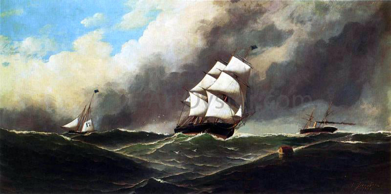  Antonio Jacobsen Stormy Seas - Canvas Print