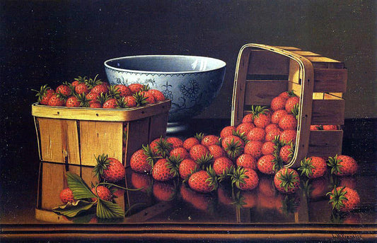  Levi Wells Prentice Strawberries with Porcelain Bowl - Canvas Print