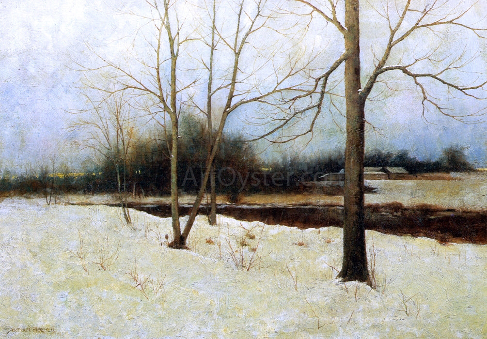  Arthur Hoeber Stream in Winter - Canvas Print