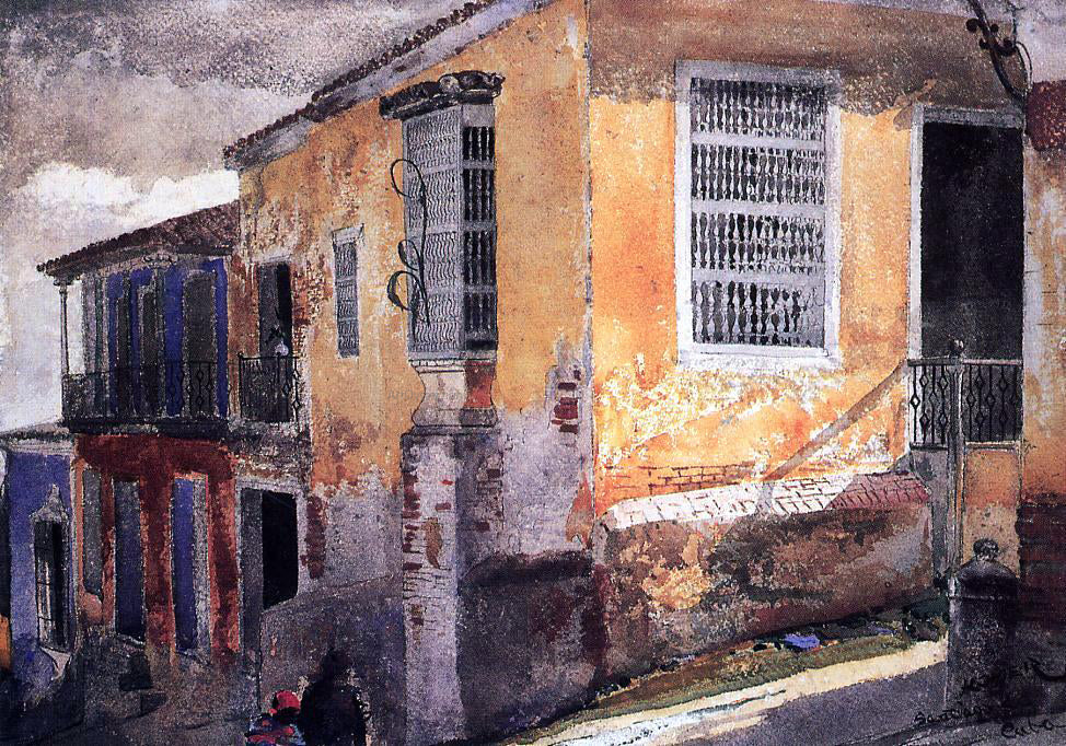  Winslow Homer A Street Corner, Santiago de Cuba - Canvas Print
