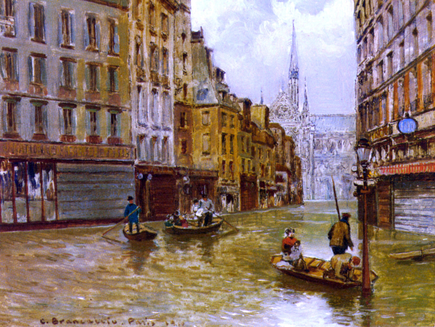  Carlo Brancaccio Street in Paris During Flood of 1910 - Canvas Print