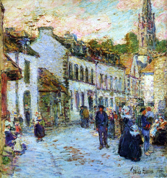  Frederick Childe Hassam Street in Pont Aven - Evening - Canvas Print