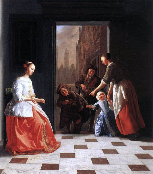  Jacob Ochtervelt Street Musicians at the Doorway of a House - Canvas Print