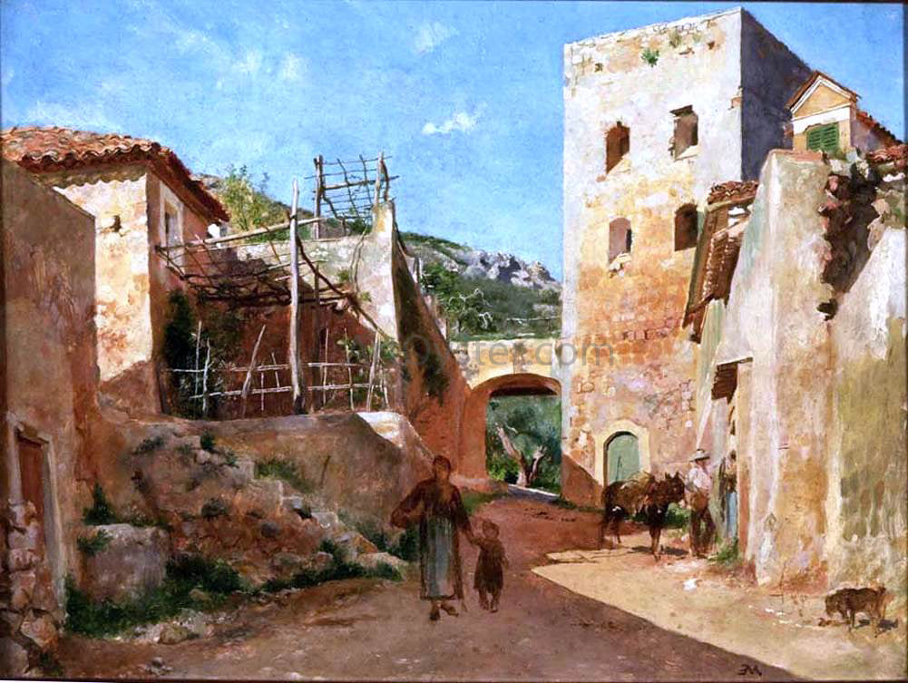  Jean-Louis Ernest Meissonier Street Scene near Antibes - Canvas Print