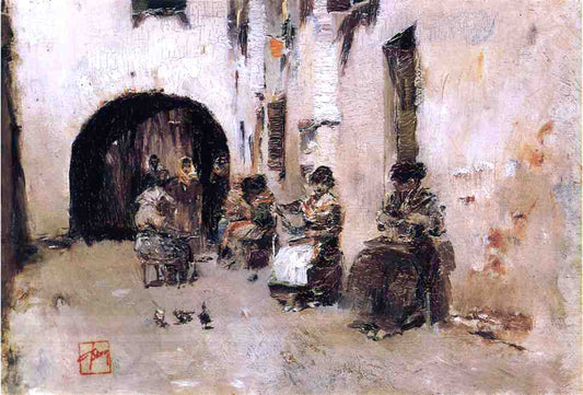  Robert Frederick Blum Stringing Beads, Venice - Canvas Print