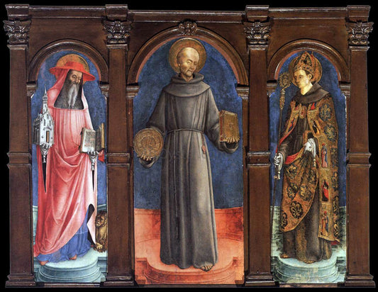  Antonio Vivarini Sts Jerome, Bernardino of Siena, and Louis of Toulouse - Canvas Print