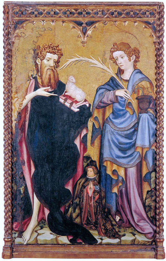  Joan Mates Sts John the Baptist and John the Evangelist with a Donor - Canvas Print