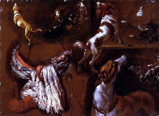  Hyacinthe Rigaud Studies Of Spaniels And Whippets, And A Study Of A White Headdress - Canvas Print