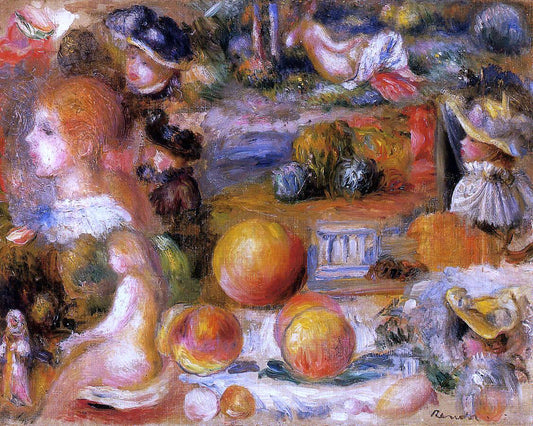  Pierre Auguste Renoir Studies: Woman's Heads, Nudes, Landscapes and Peaches - Canvas Print