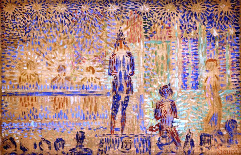  Georges Seurat Study for 'Invitation to the Sideshow' - Canvas Print