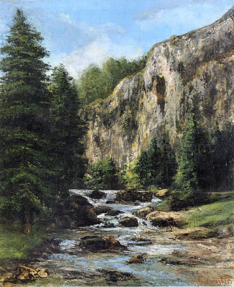  Gustave Courbet Study for "Landscape with Waterfall" - Canvas Print