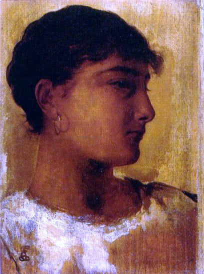  Edwin Longsden Long Study of a Young Girls Head, another view - Canvas Print