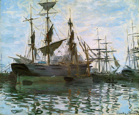  Claude Oscar Monet Study of Boats (also known as Ships in Harbor) - Canvas Print